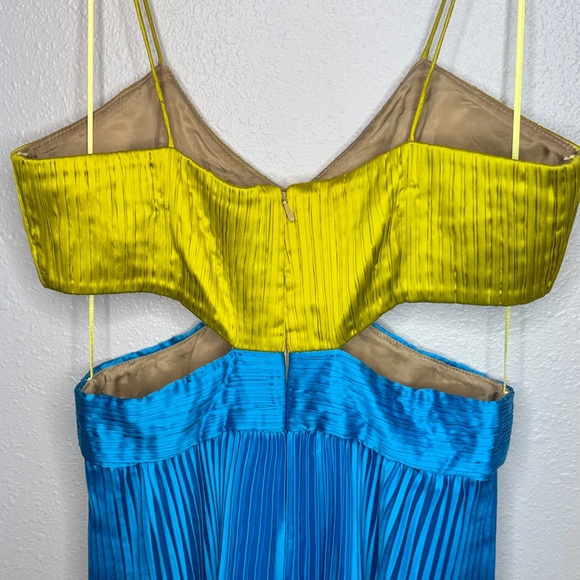 Amur Blue and Lime‎ Green Pleated Maxi Dress Elodie Gown - Picture 9 of 14